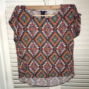 Pink Republic High-Low Aztec Top